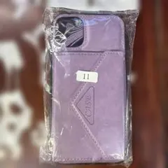 パープル iPhone11 ケース ストラップ付き
