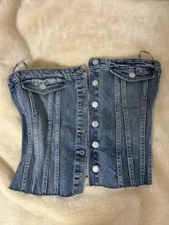 ZARA デニム ベアトップ チューブトップ