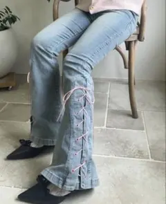 MORE self LOVE サイドレースアップデニム