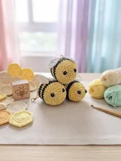 ハンドメイド あみぐるみ ミツバチ 3個セット