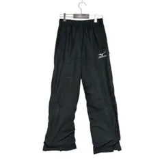 【Mizuno】 ブラック トレーニングパンツ サイドジッパー付きウエストゴムS