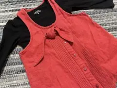 80サイズ　baby pink house 赤　ジャンパースカート　サロペット