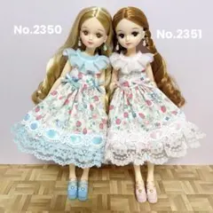 リカちゃんサイズハンドメイドワンピース&ピアスNo.2354・2355双子