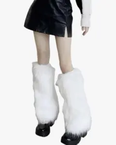 ルーズソックス レッグウォーマー ファー y2k ホワイト35