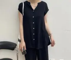 未使用◎willfully キーネックノースリーブトップス　リネン混　ブラックのサムネイル