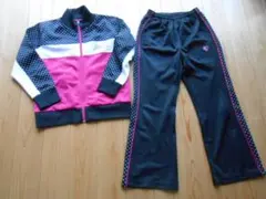 超美品♪★Kaepa★ジャージ上下セット　黒×ピンク　ハートドット★140