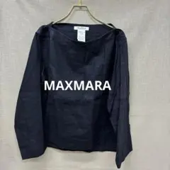K745◯ 美品 MaxMara マックスマーラ リネン ブラウス ネイビーのサムネイル
