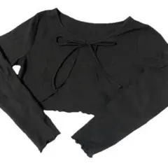 黒　リボン　クロップドカーディガン　夏　通気性⭕️