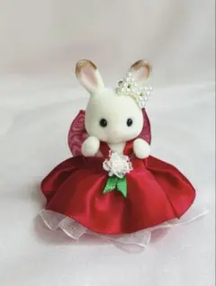 ミニチュアドール　シルバニア　赤ちゃん　プリンセスドレス　カーネーションレッド