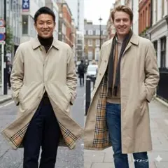 バーバリー　ステンカラーコート　ベージュ　ノバチェック　S相当