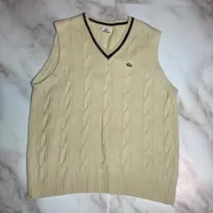 LACOSTE ウール100% ケーブル編み ニットベスト L〜ＸＬ