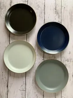 ラインプレート 4枚 丸皿 中皿 和洋食器 美濃焼 オシャレ カフェ風