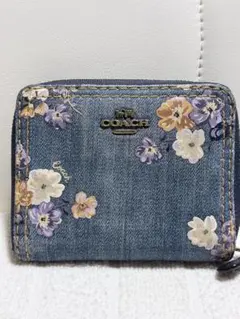 COACH 花柄デニム 二つ折り財布
