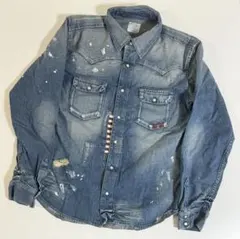 【DEAD】Levi's Fenomペイントダメージ加工 デニムシャツ Lのサムネイル