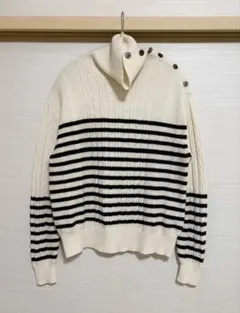 ハイネック ボーダーニット