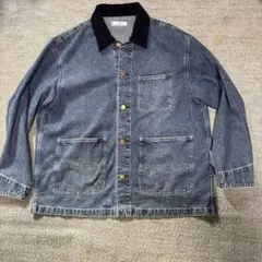 ダークブルー デニムジャケット コーデュロイ襟