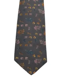 【美品】クリスチャンディオール ネクタイ グレー 花柄 裏地ロゴ シルク100%