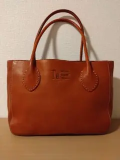 工具ロゴ GENTEN レザートートバッグ オレンジブラウン