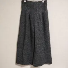 グレー ワイドパンツ ウール混合プリーツ