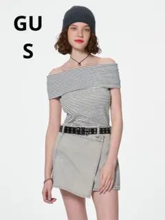 GU ボーダーオフショルダーT