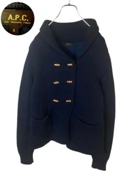 A.P.C.ダッフルトグル×ダブルデザインネイビーショールカラーコットンブルゾン