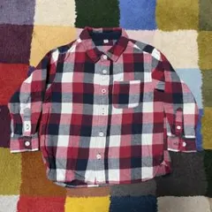 無印 キッズ 長袖 チェック ネルシャツ レッド サイズ 100cm