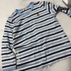 ミキハウス ストライプ クマ刺繍 Tシャツ 100