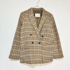 archives テーラードジャケット チェック柄 ダブルブレスト M