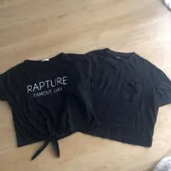レディース 半袖Tシャツ 2枚セット ブラックL