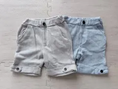 BeBe ストライプ ハーフパンツ 90 グレー ブルー セット