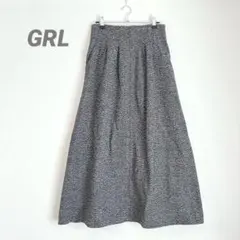 【グレイル】フレアロングスカート ロング丈 ツイード 綺麗め 白黒 M