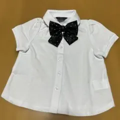 新品☆コムサイズム　黒リボン付き白半袖ブラウス100㎝⑤