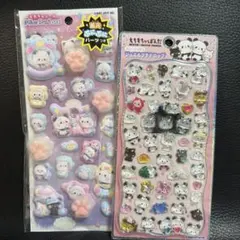 光る！もちもちパンダぴかぷにシール＆ジュエルプチドロップ　2枚セット