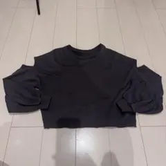 ダークグレー クロップド スウェット トレーナー