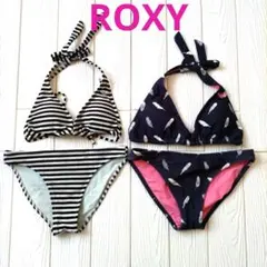 w*y様 ROXYストライプ柄と羽根模様セパレートビキニ2着セット
