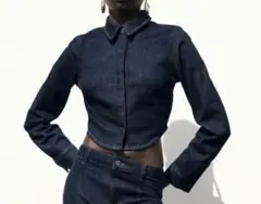 極美品ZARAザラ　クロップドデニムシャツ ジャケットGジャンS