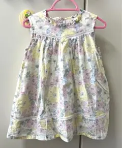 petitmain プティマイン　ヨーク切り替え花柄ワンピース 80㎝