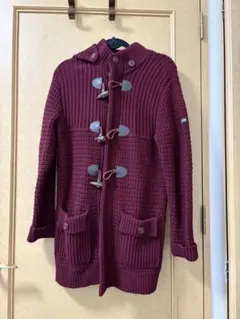 バーガンディ ニット ダッフルコート