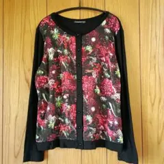 ヴィヴィアンタム 長袖 カーディガン 黒 花柄 日本製のサムネイル