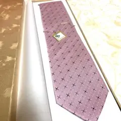 【新品】高級シルク ネクタイ ピンク 小紋柄 総柄 華やか 結婚式 ビジネス