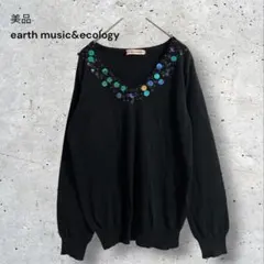 美品　アースミュージック&エコロジー　長袖ニット　スパンコール　Vネック