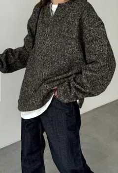 【キャナルジーン】レイヤードスキッパーニット