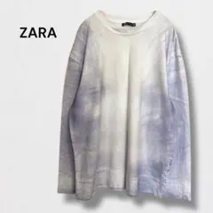 ザラ タイダイ カットソー 長袖 Tシャツ ムラ染め風 綿100％ トップス M