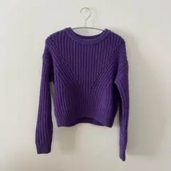 H&M XSサイズ ニット パープル クロップド丈 汚れあり 紫