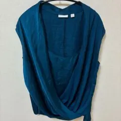 ニューヨークアンドカンパニー ドレープカットソー ノースリーブ M 濃青系