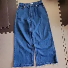 ダークブルー ワイドレッグデニム
