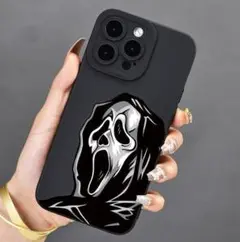 スマホケース iPhone15 ドクロ 叫び 死神 スマホカバー 黒 スカル