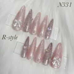ネイルチップ ❁ ロング ギャル マーブル オーロラ ピンク 春 夏