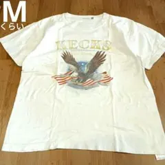 M～　半袖　アメリカン　Tシャツ　男女兼用？　イーグル　白　アイボリー