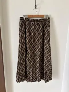 earth music&ecology チェック ブラウン プリーツスカート
